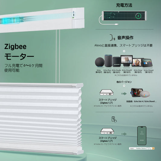 Yoolax 電動 上下開閉式 ハニカムスクリーン | 断熱・省エネ・半遮光｜スマートスピーカー対応