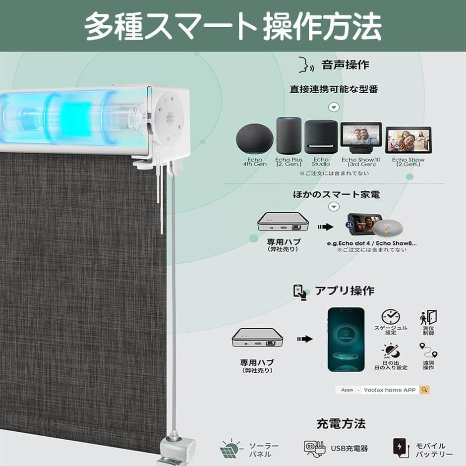 遮光　ロールスクリーン　2個セット Yoolax 電動 Amazon｜Yoolax 電動 ロールスクリーン 遮光 ロールカーテン